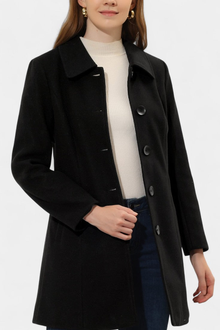 Manea Plush Long Coat with Faux Fur Collar