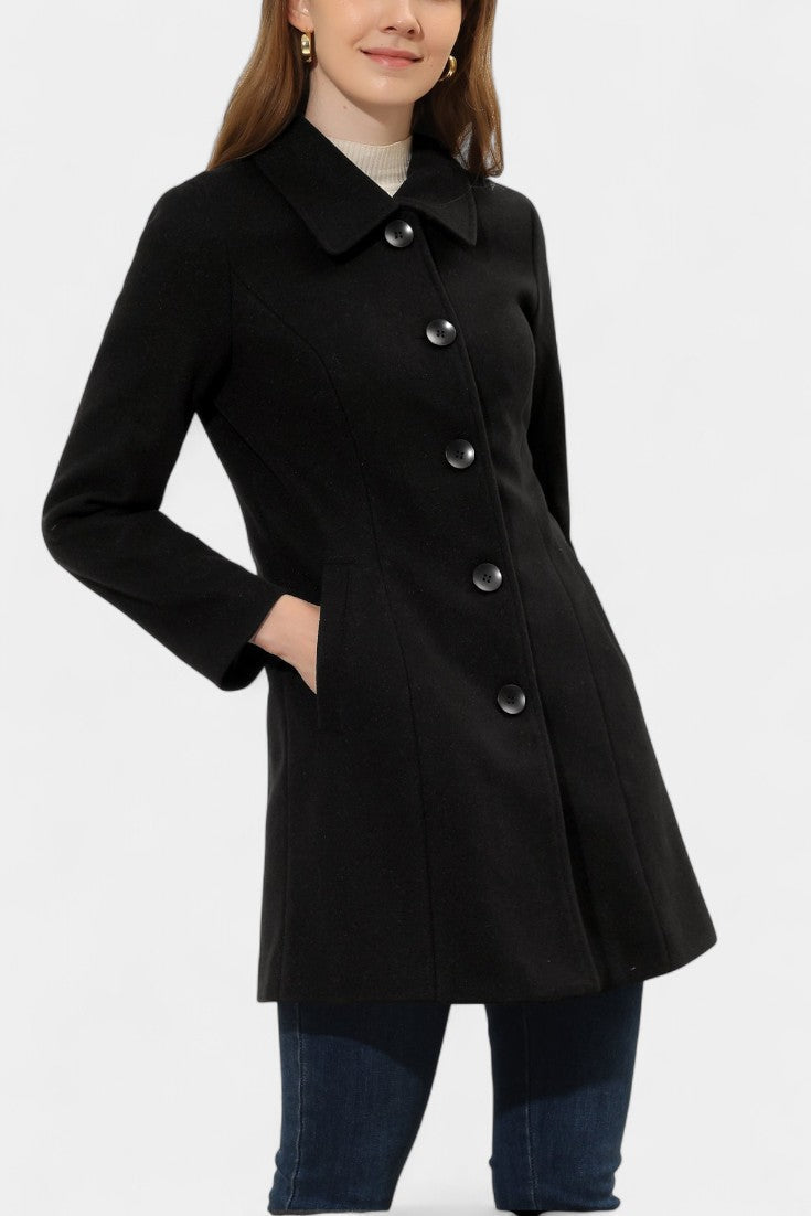 Manea Plush Long Coat with Faux Fur Collar