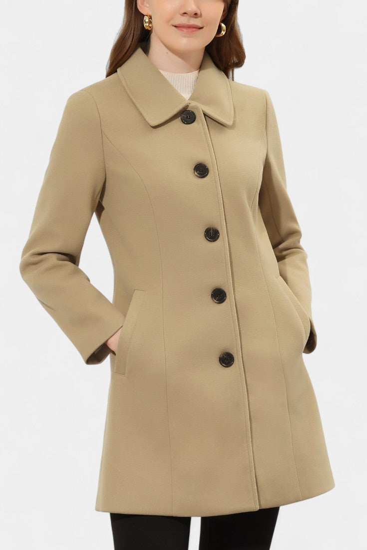 Manea Plush Long Coat with Faux Fur Collar