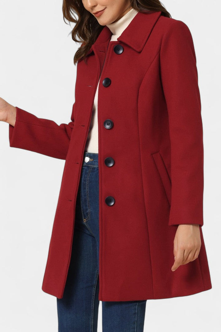 Manea Plush Long Coat with Faux Fur Collar