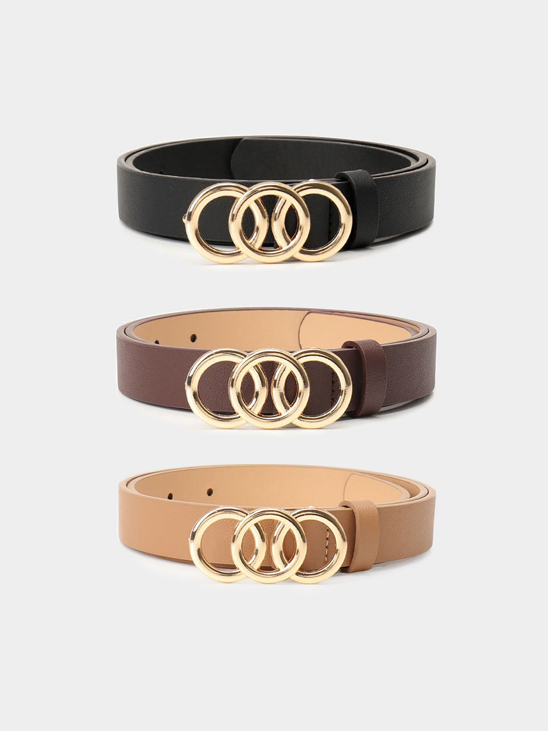 3-Piece Versatile Women's Faux Leather Belt Set