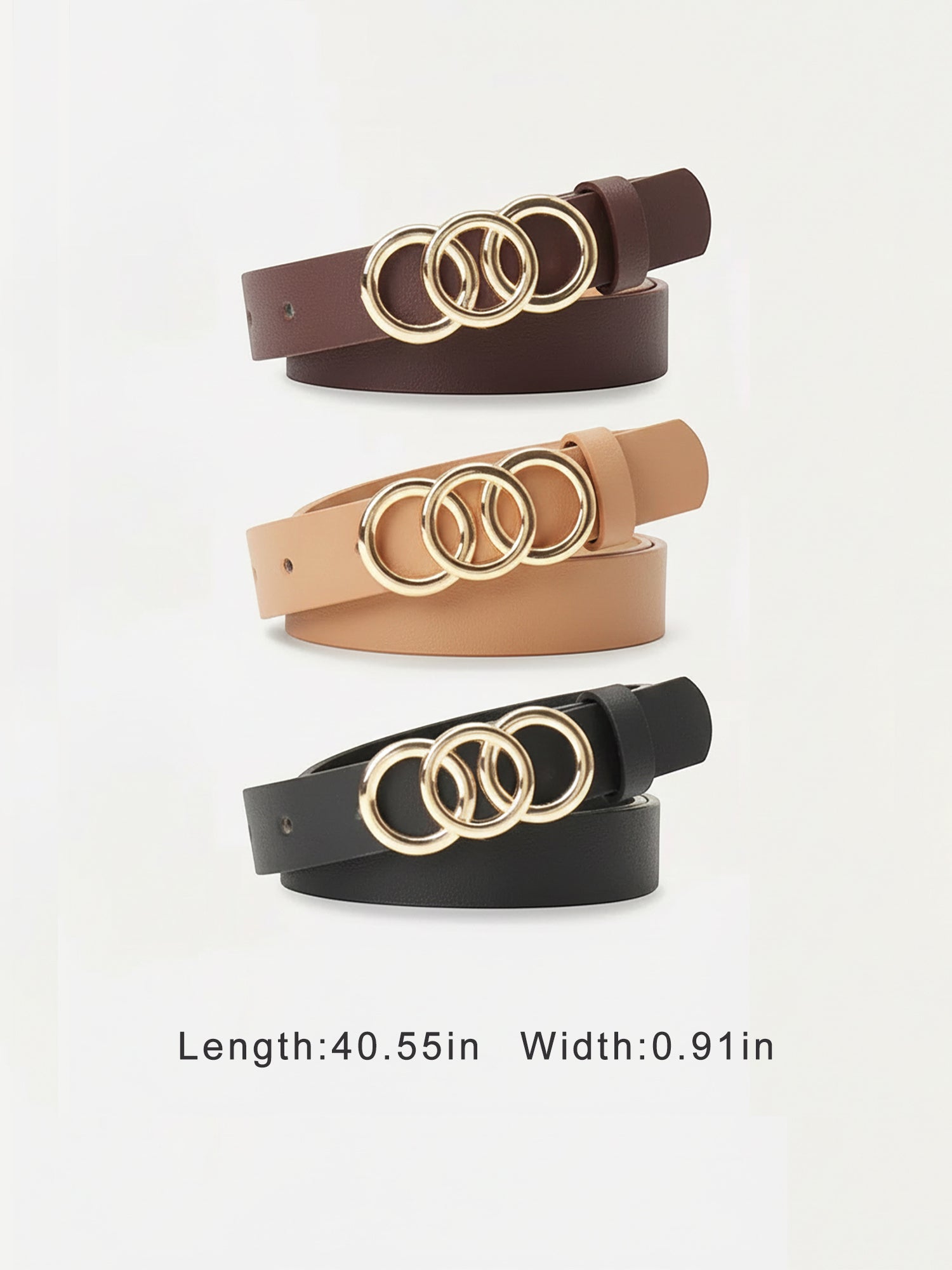 3-Piece Versatile Women's Faux Leather Belt Set