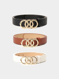 3-Piece Versatile Women's Faux Leather Belt Set