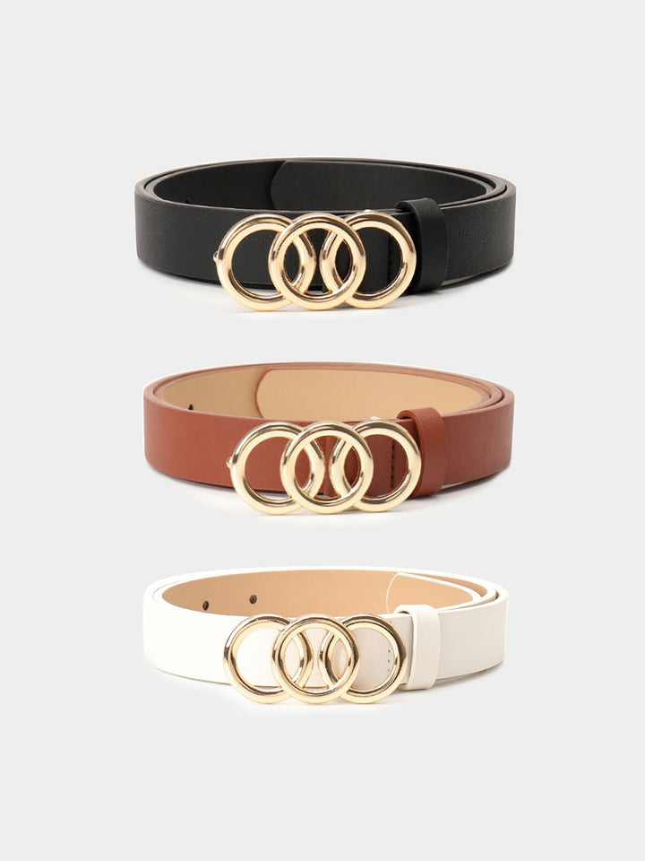 3-Piece Versatile Women's Faux Leather Belt Set