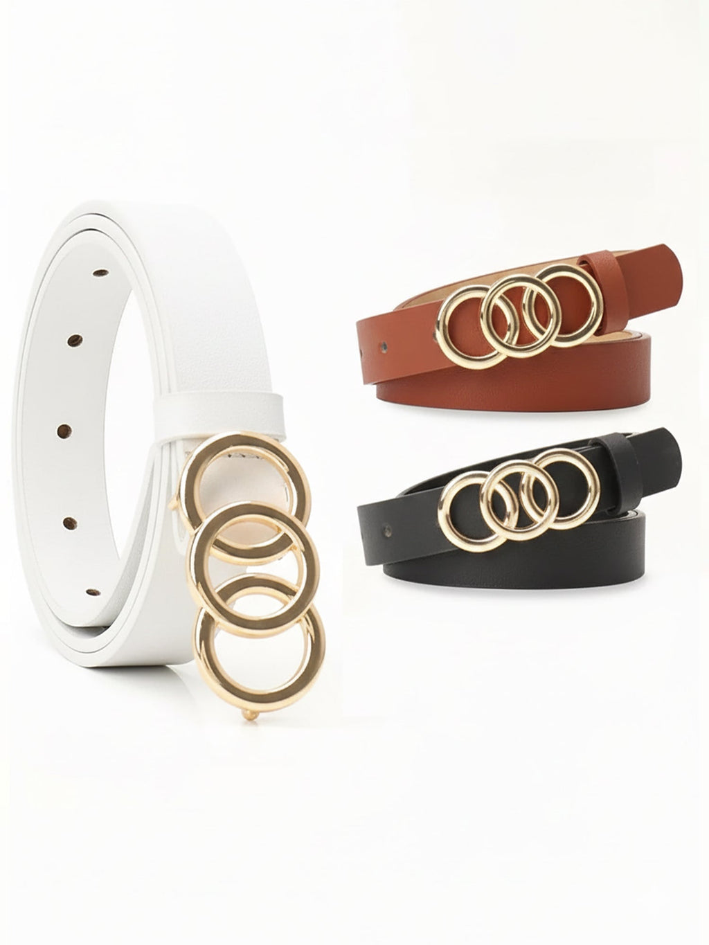 3-Piece Versatile Women's Faux Leather Belt Set