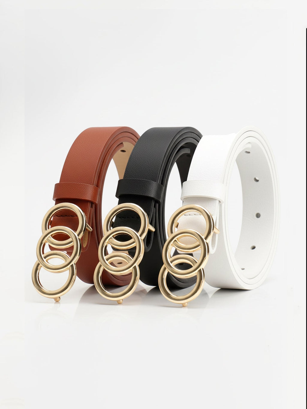 3-Piece Versatile Women's Faux Leather Belt Set