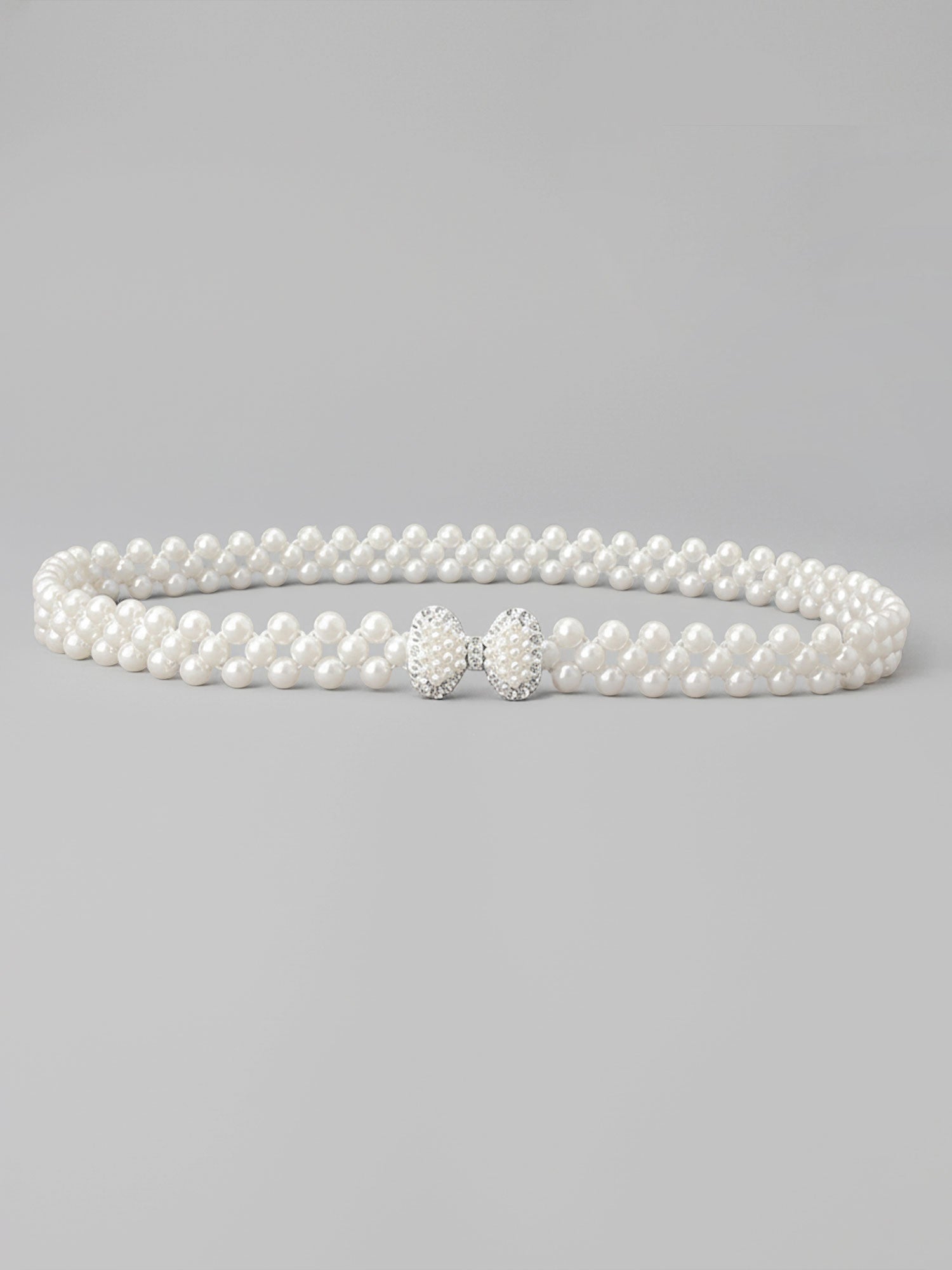 Set of 2 Women's Imitation Pearl and Rhinestone Chain Belts