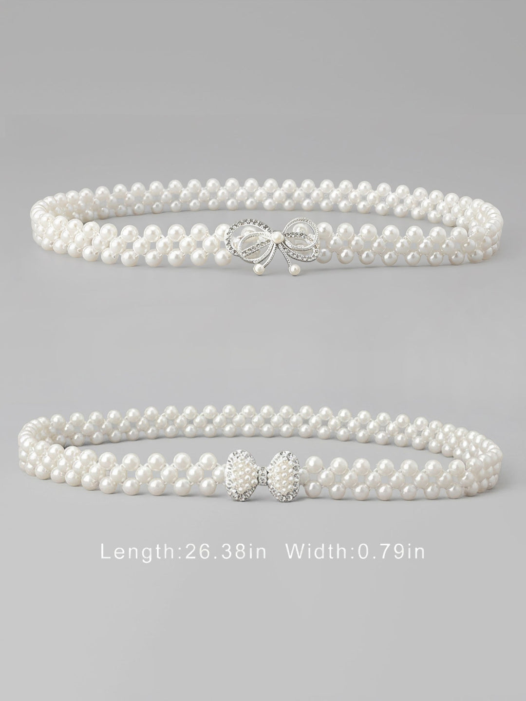 Set of 2 Women's Imitation Pearl and Rhinestone Chain Belts