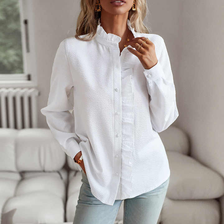 Petra™ | Elegant Long Sleeve Blouse with Cuff Collar