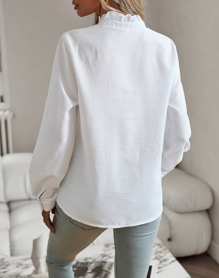 Petra™ | Elegant Long Sleeve Blouse with Cuff Collar